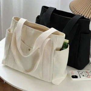 Large Capacity Canvas Tote Bags for Work Commuting Carrying Bag College Student Outfit Book Handbag Shoulder Bag, Shopping Bag